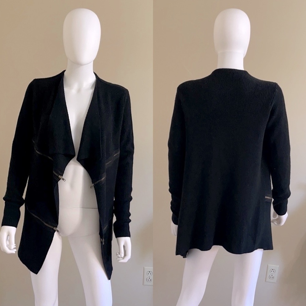 BAILEY 44 black opened front cardigan zipperFront. size XS. P/…